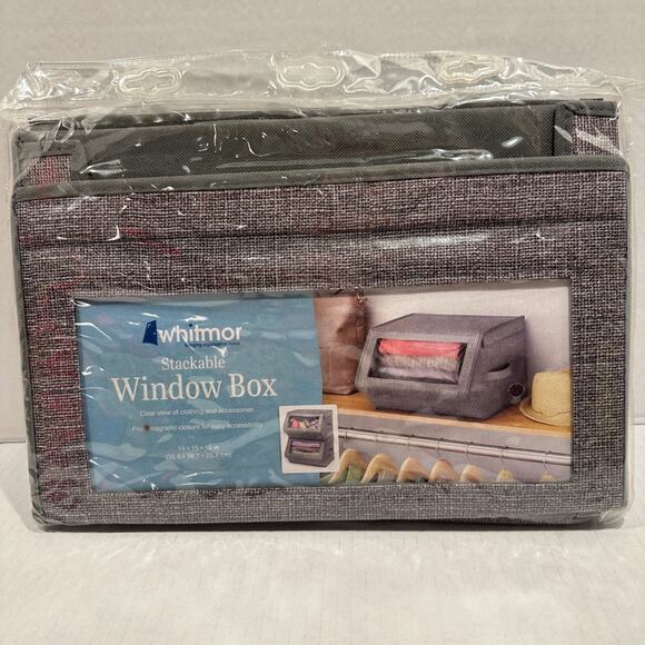 Set of 2 Stackable Window Box Closet Organizer Storage Bin with Magnetic Closure - Picture 7 of 9